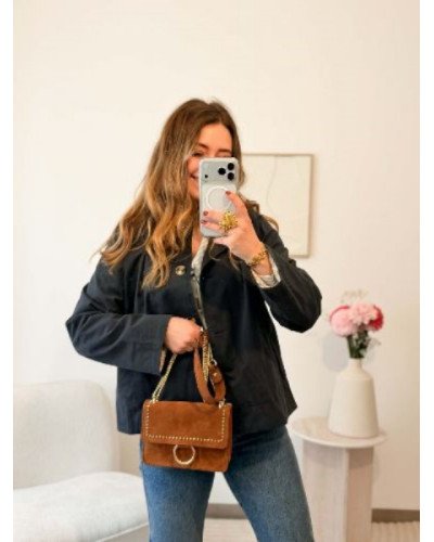 Sac en daim clouté - Marron