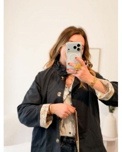 Trench col victorien bleu marine