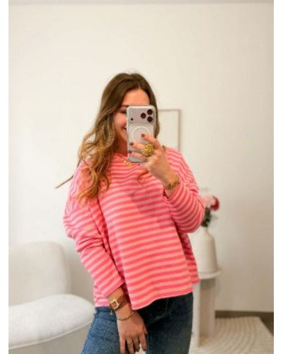 Pull rayé rose
