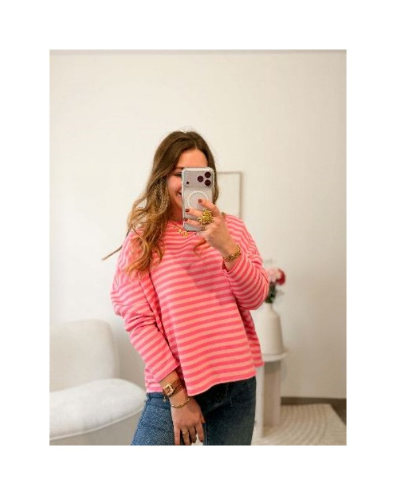 Pull rayé rose