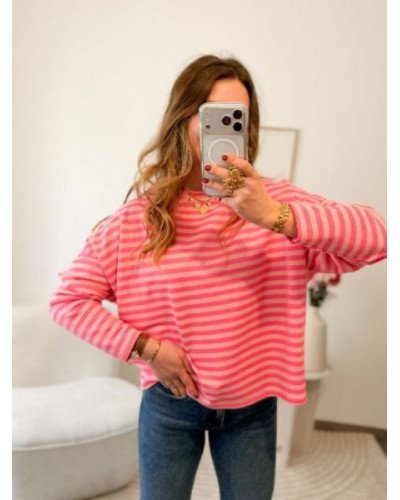 Pull rayé rose