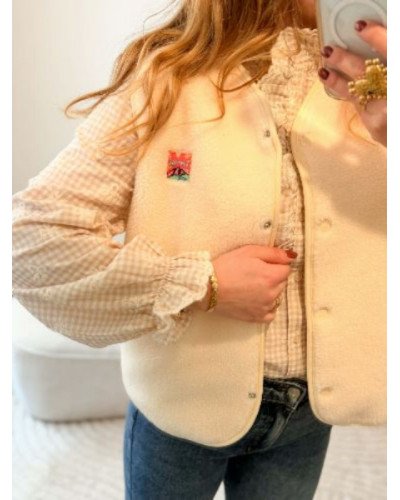 Blouse à carreaux - Beige et blanc