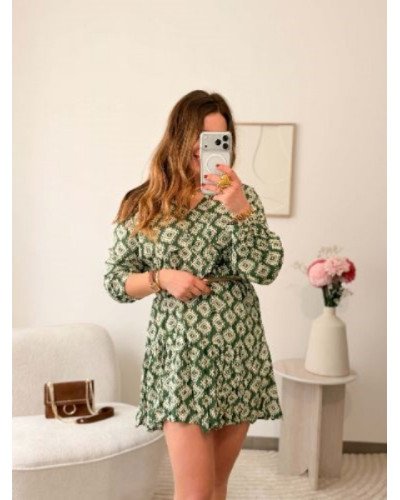 Robe imprimée verte
