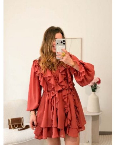 Robe à volants - Vieux rose 