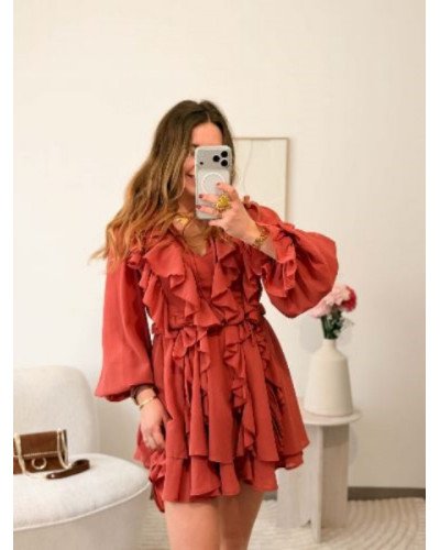 Robe à volants - Vieux rose 