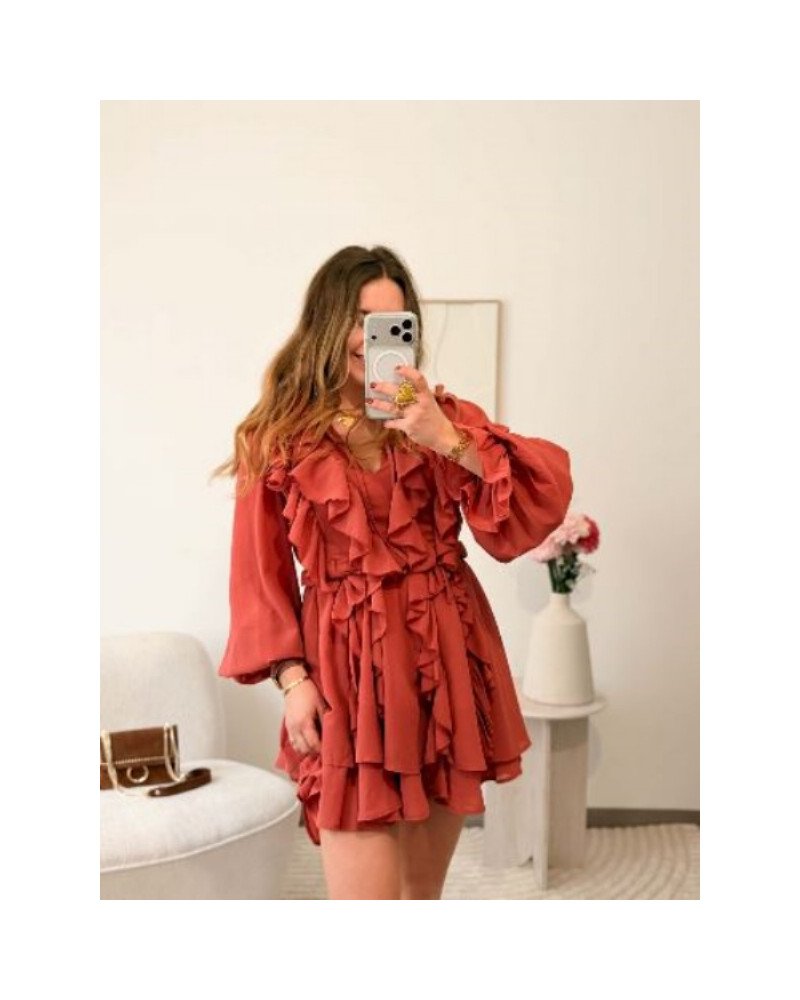 Robe à volants - Vieux rose 