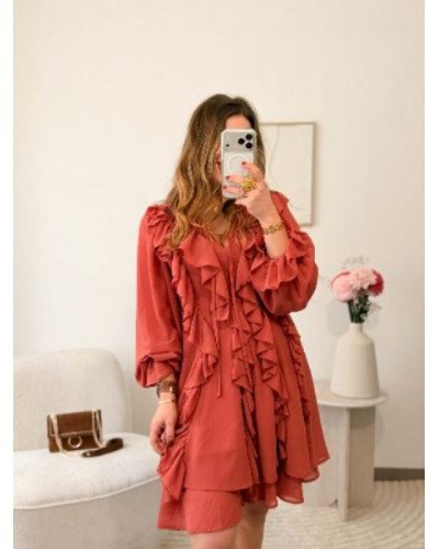 Robe à volants - Vieux rose 