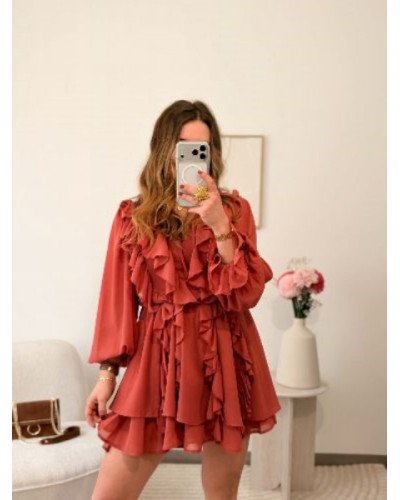 Robe à volants - Vieux rose 