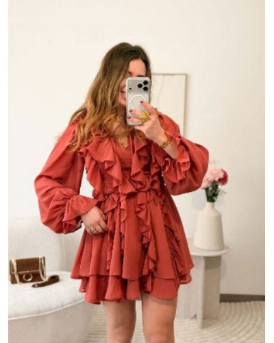 Robe à volants - Vieux rose 