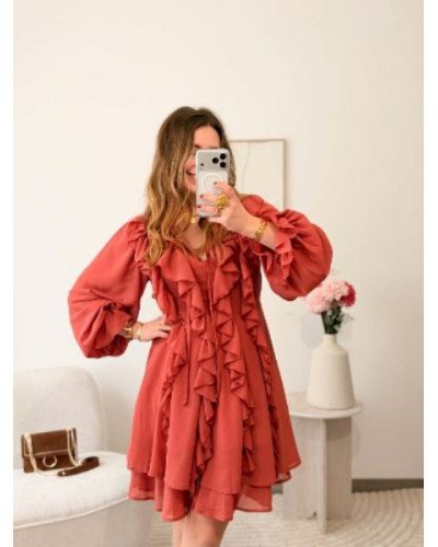 Robe à volants - Vieux rose 