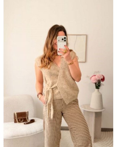 Gilet maille à nouer - Beige