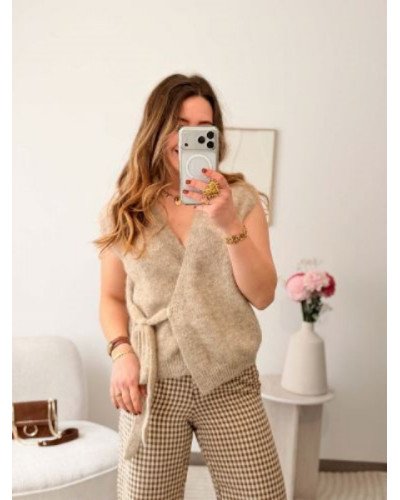 Gilet maille à nouer - Beige