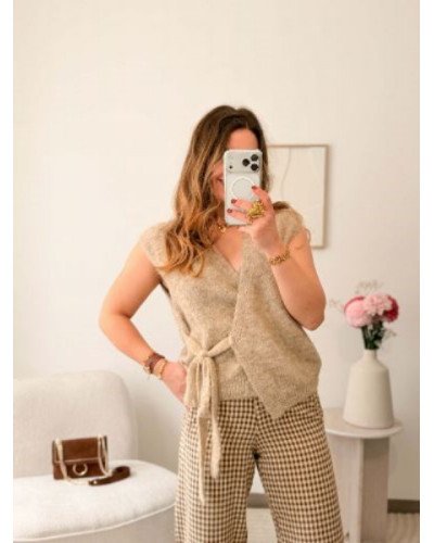 Gilet maille à nouer - Beige