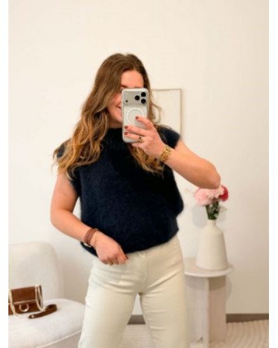 Pull sans manche bleu marine