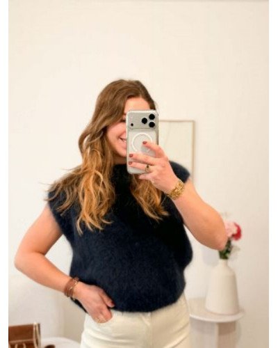 Pull sans manche bleu marine