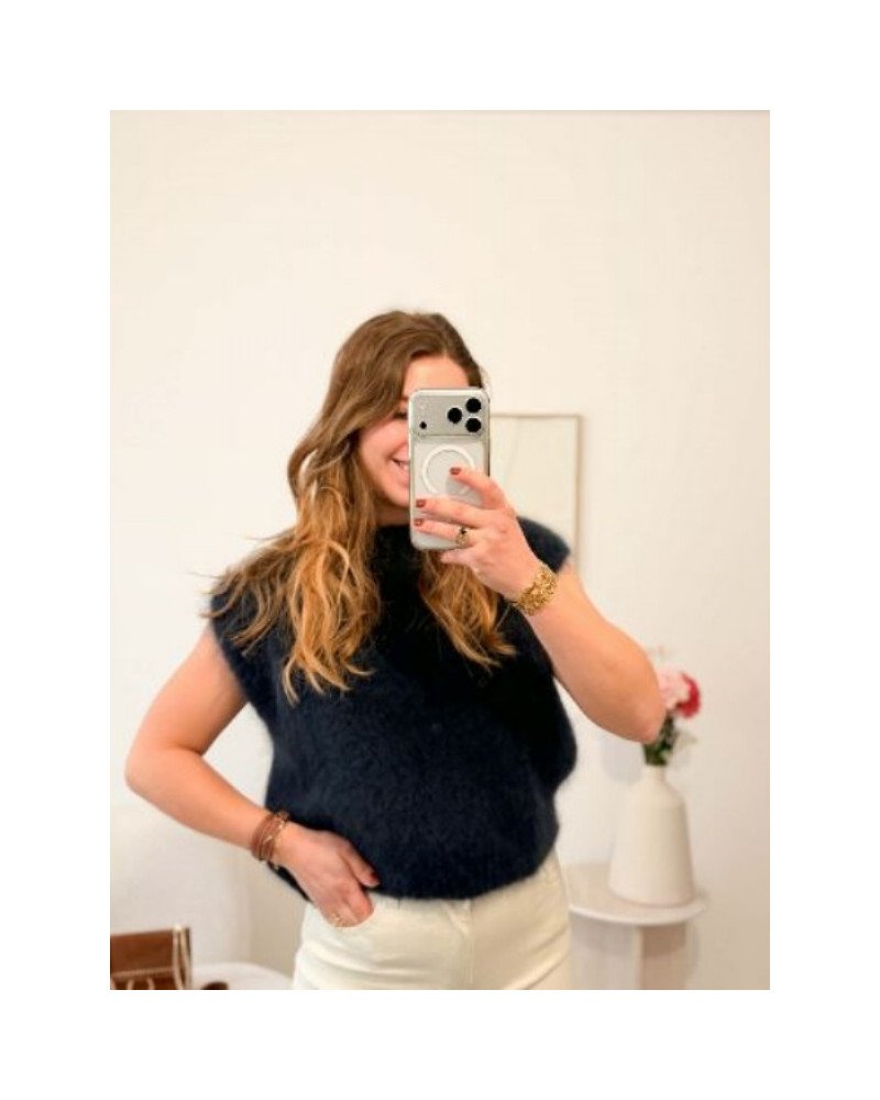 Pull sans manche bleu marine