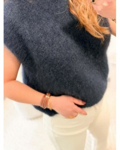 Pull sans manche bleu marine