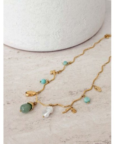 Collier breloques vert d'eau 