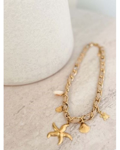 Collier breloque et ruban étoile de mer