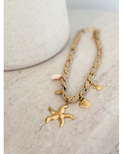 Collier breloque et ruban étoile de mer