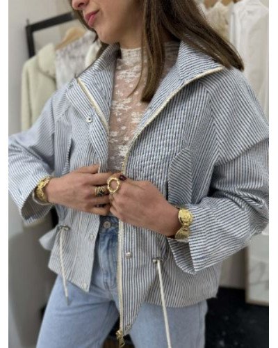 Veste à lignes - Marine