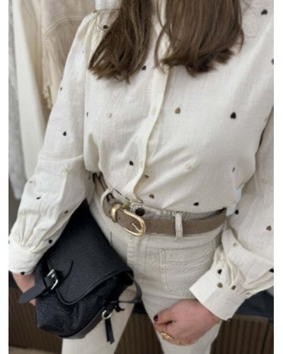 Chemise coeur beige et marron