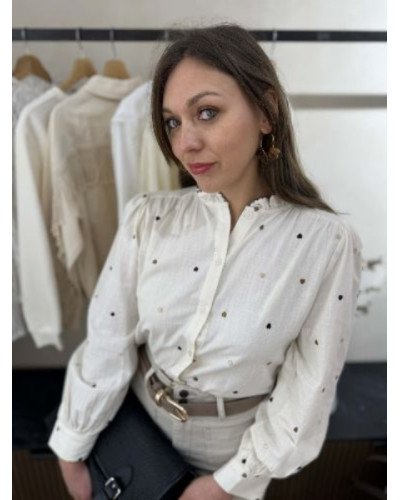 Chemise coeur beige et marron