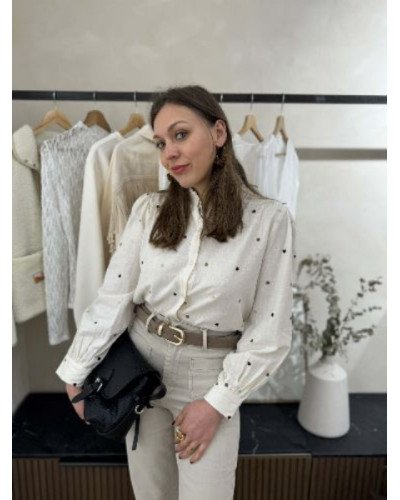 Chemise coeur beige et marron