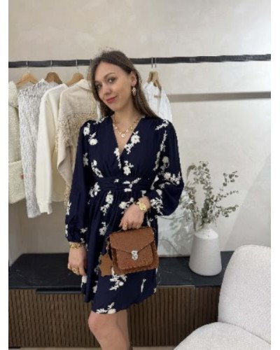 Robe bleu marine broderie