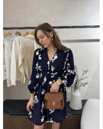 Robe bleu marine broderie