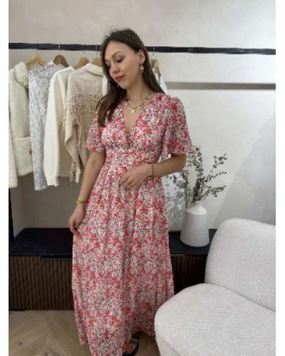 Robe imprimée rose et rouge