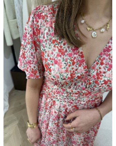 Robe imprimée rose et rouge