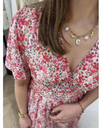 Robe imprimée rose et rouge