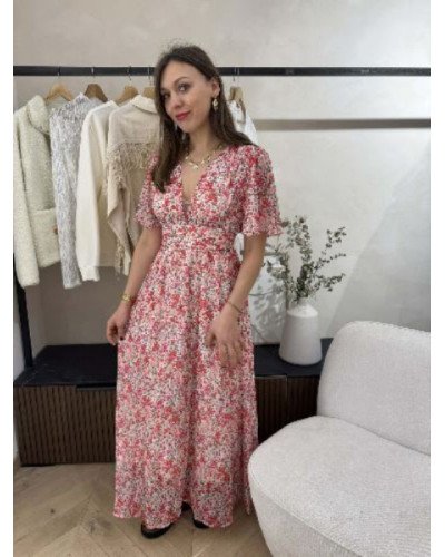 Robe imprimée rose et rouge