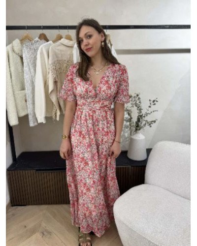 Robe imprimée rose et rouge