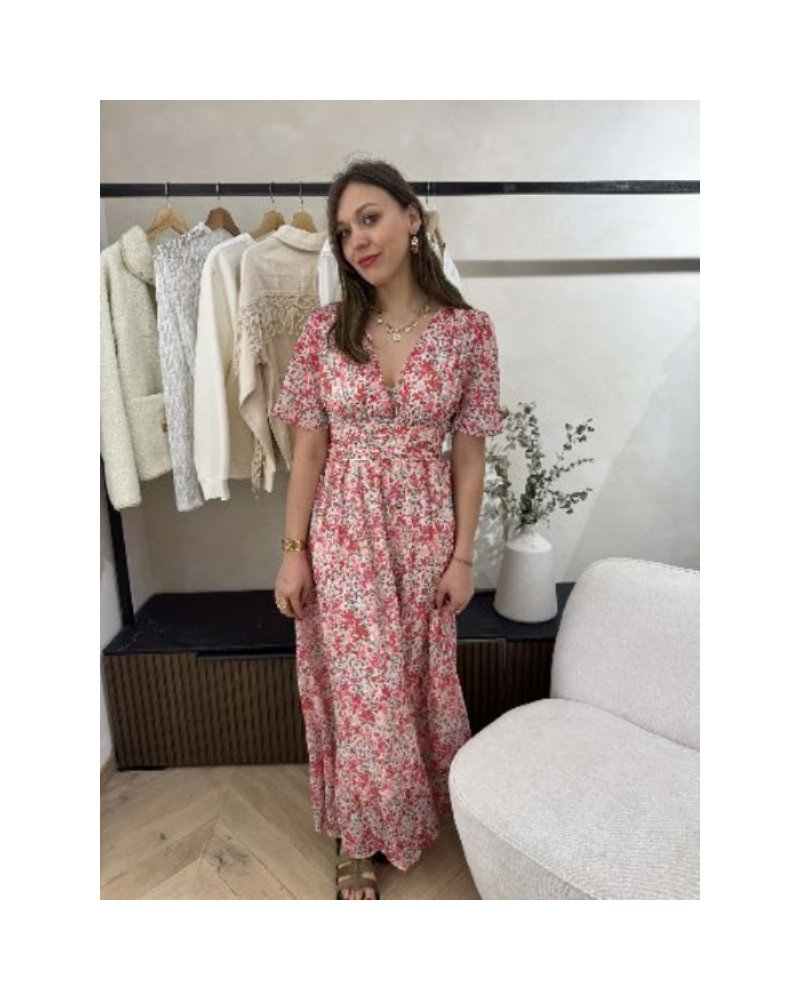 Robe imprimée rose et rouge