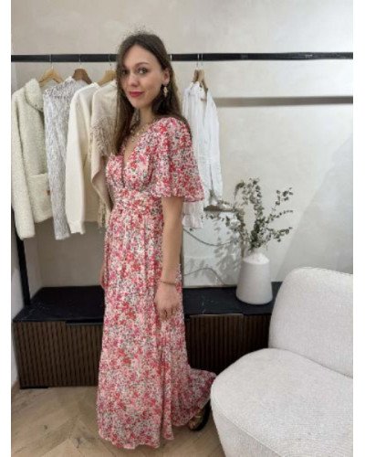 Robe imprimée rose et rouge