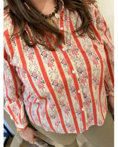 Blouse fleurs et lignes