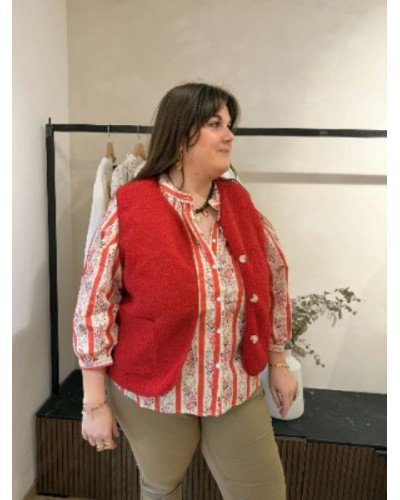 Blouse fleurs et lignes