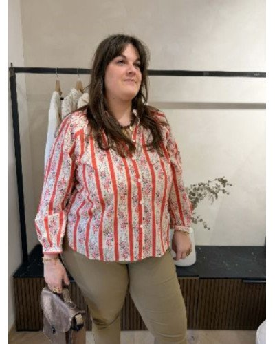 Blouse fleurs et lignes