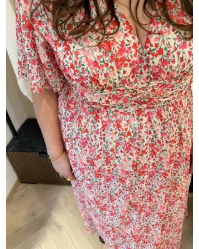Robe longue fleurs roses