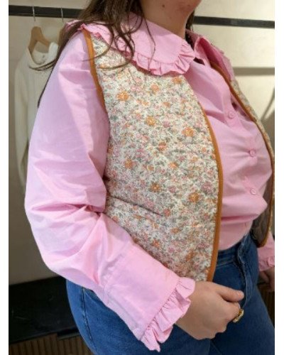 Chemise col claudine rose