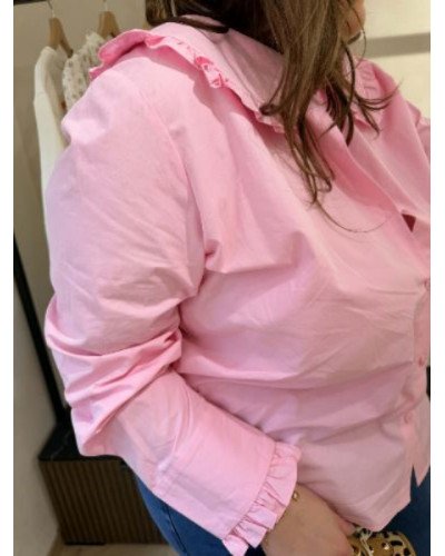 Chemise col claudine rose