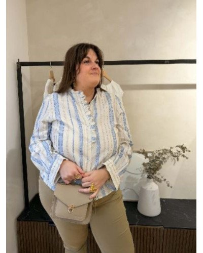 Chemisier boheme bleu et beige