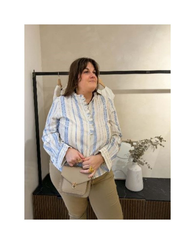 Chemisier boheme bleu et beige