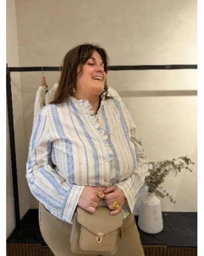 Chemisier boheme bleu et beige