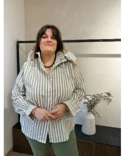 Chemise à rayures kaki