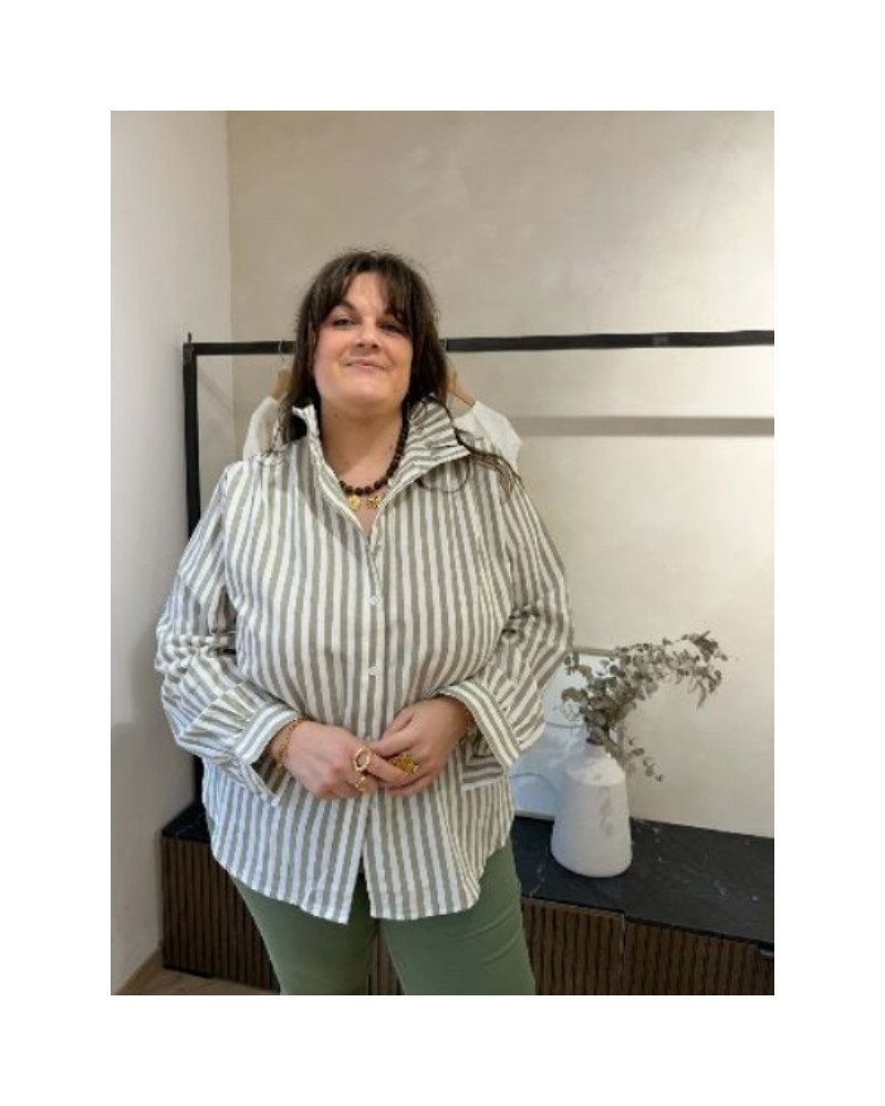 Chemise à rayures kaki