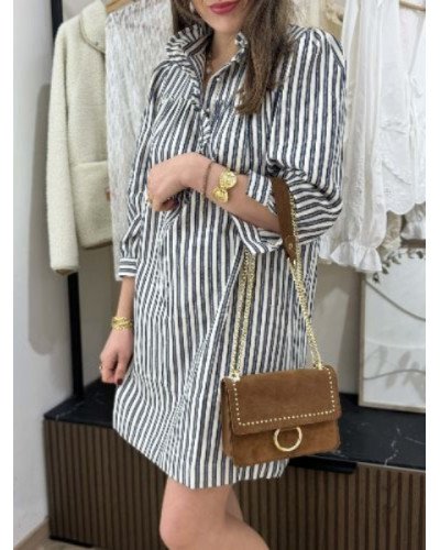 Robe droite lignes - Marine