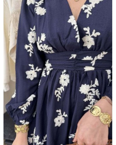 Robe bleu marine broderie